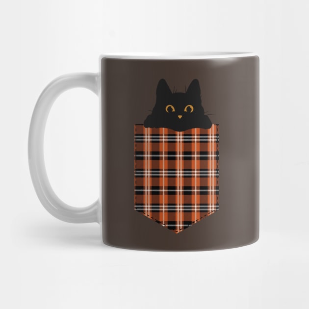 Black cat in orange pocket by AnnaEleCreate